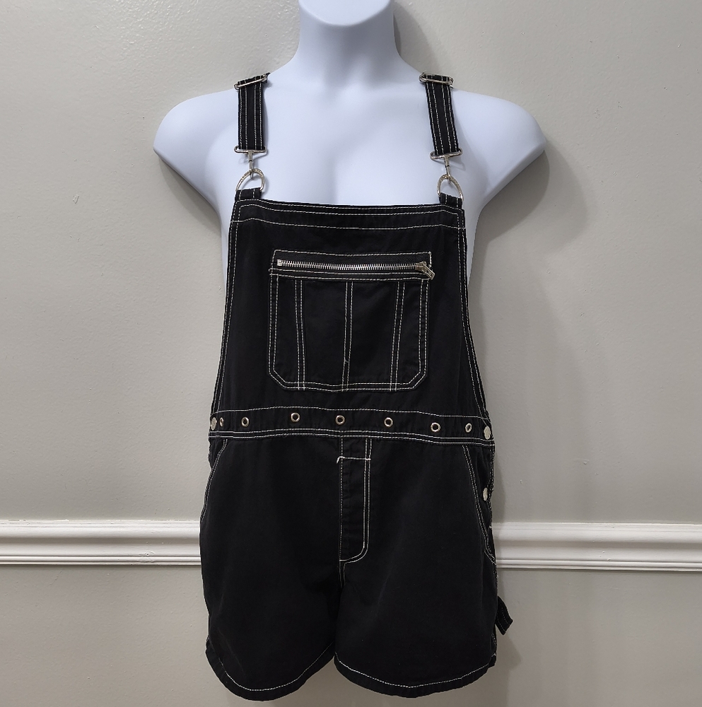 Royal Bones Daang Goodman Black Contrast Stitch Gothic Shortalls XL Whimsigoth